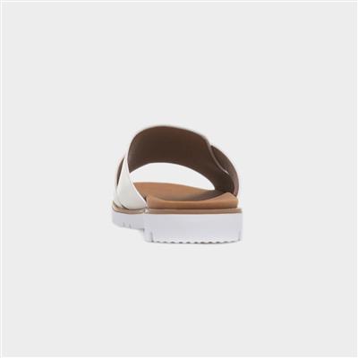 Chloe Womens White Crossover Mule Sandal