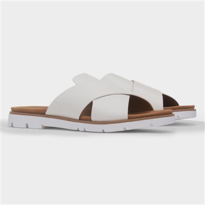 Chloe Womens White Crossover Mule Sandal