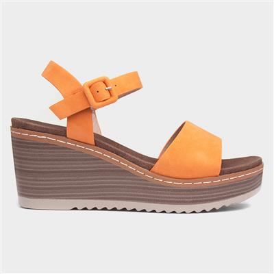 Orion Womens Orange Wedge Sandal