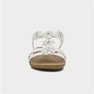 Womens White Flower Crochet Sandal
