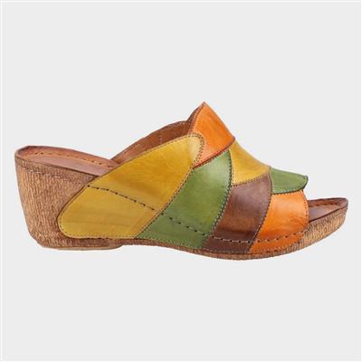Usk Womens Multi Leather Wedged Mule