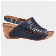 Riva Wrexham Womens Navy Leather Wedge Sandal (Click For Details)