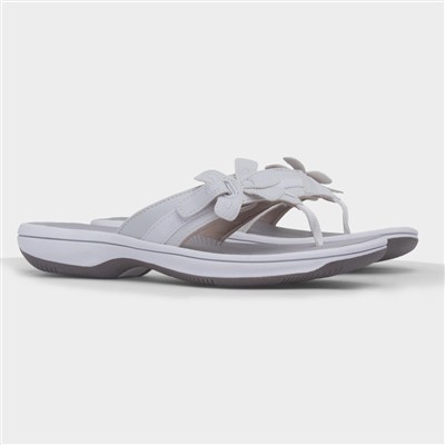 Brinkley Flora Womens White Toe Post Sandal
