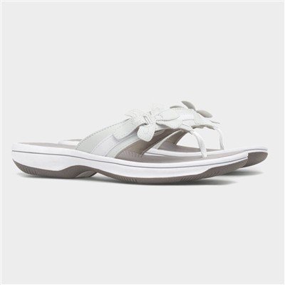 Brinkley Flora Womens White Toe Post Sandal