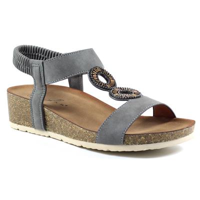 Barwell Womens Grey Wedged Sandal
