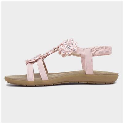 Stella Womens Nude Flower Crochet Sandal