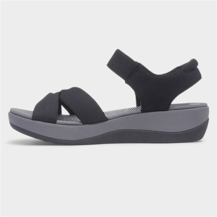 Arla Shore Womens Black Easy Fasten Sandal
