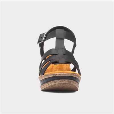 Neptune Womens Black Wedge Sandal