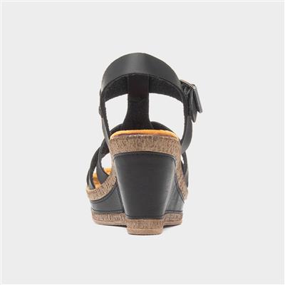 Neptune Womens Black Wedge Sandal