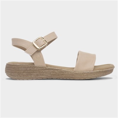 Sara Womens Beige Buckle Sandal