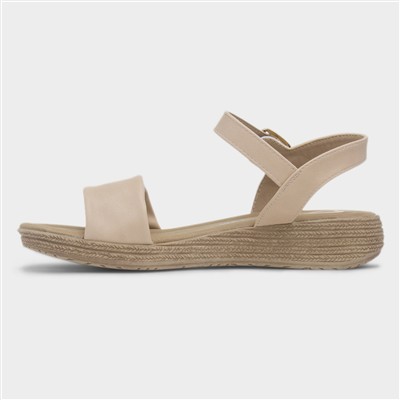 Sara Womens Beige Buckle Sandal