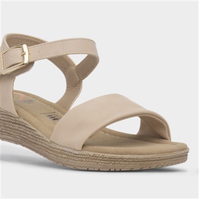 Sara Womens Beige Buckle Sandal