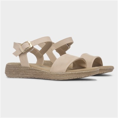 Sara Womens Beige Buckle Sandal