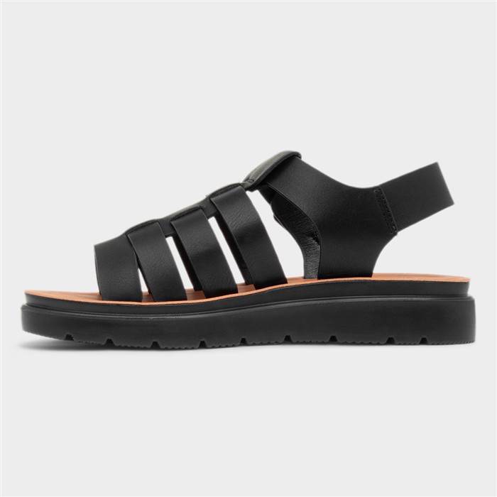Tania Womens Black Fisherman Sandal