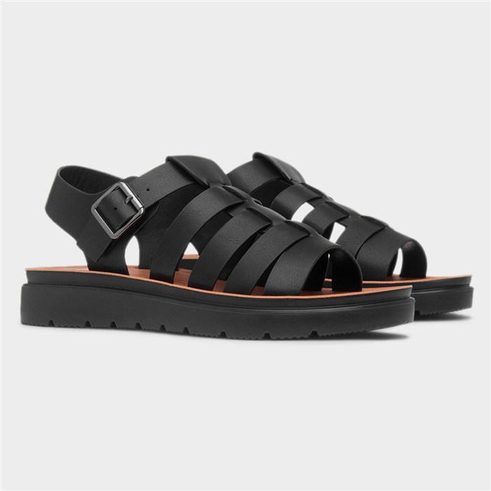 Tania Womens Black Fisherman Sandal