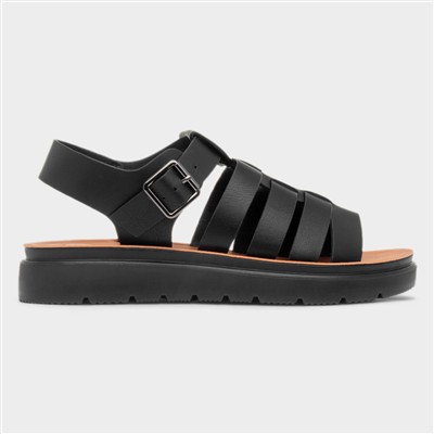 Tania Womens Black Fisherman Sandal