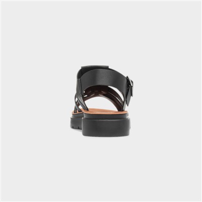 Tania Womens Black Fisherman Sandal