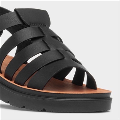 Tania Womens Black Fisherman Sandal