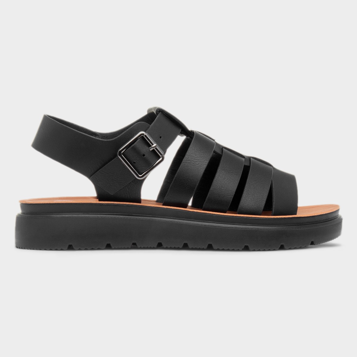 Tania Womens Black Fisherman Sandal