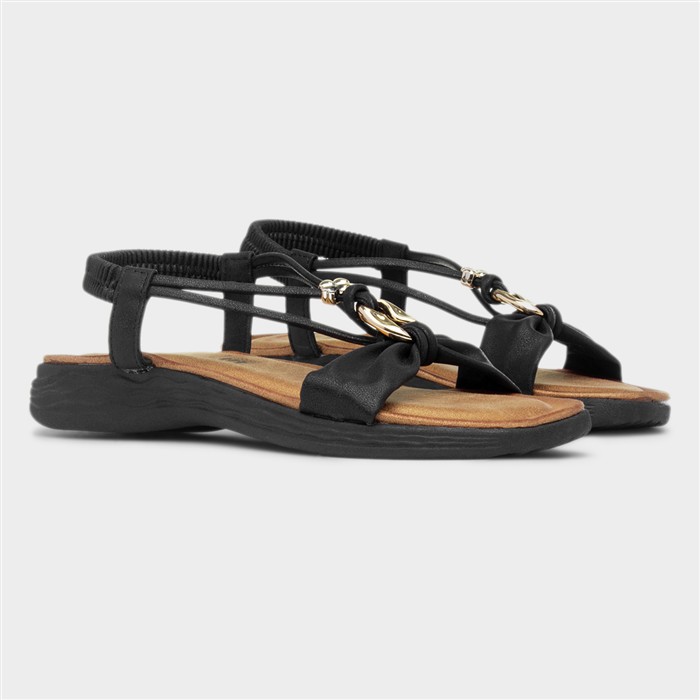 Chime Womens Black Strappy Sandal