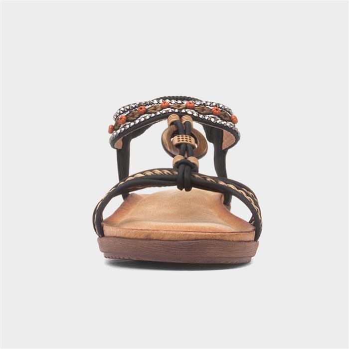 Grenada Womens Black T-Bar Sandal