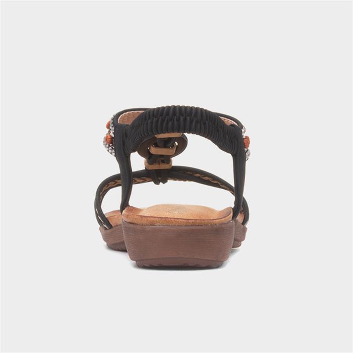 Grenada Womens Black T-Bar Sandal