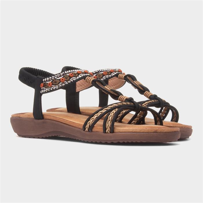 Grenada Womens Black T-Bar Sandal