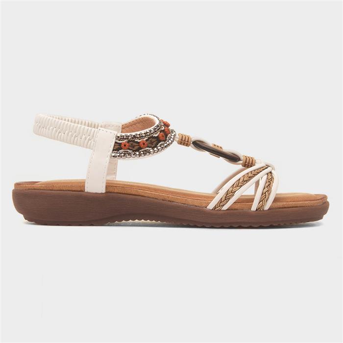 Grenada Womens White T-Bar Sandal