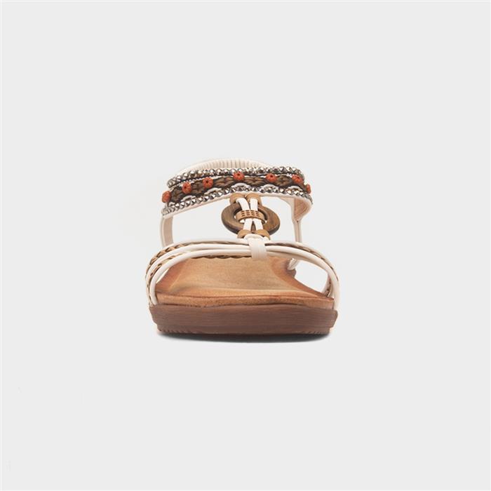 Grenada Womens White T-Bar Sandal