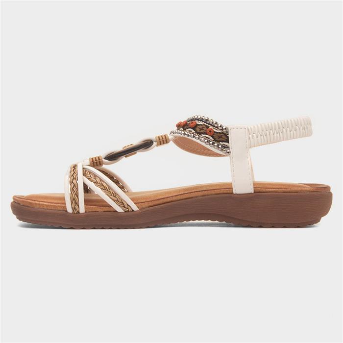Grenada Womens White T-Bar Sandal