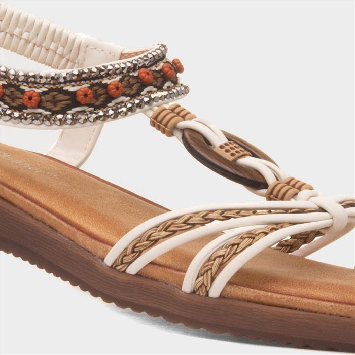 Grenada Womens White T-Bar Sandal