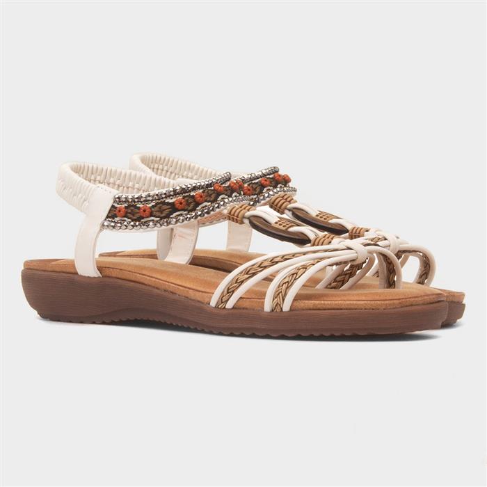 Grenada Womens White T-Bar Sandal