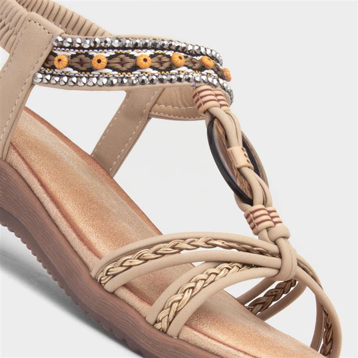 Grenada Womens Beige T-Bar Sandal