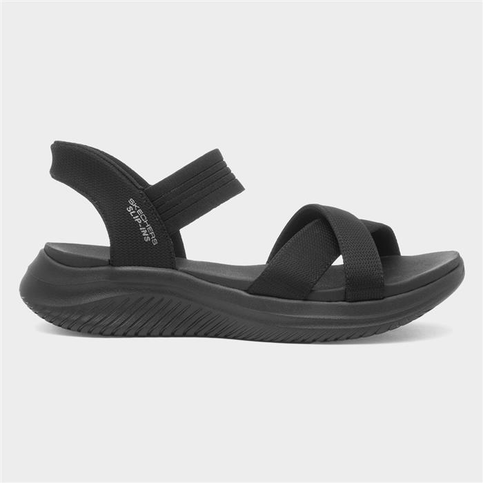 Skechers Slip Ins Ultra Flex Womens Black Sandal-19167 shoezone