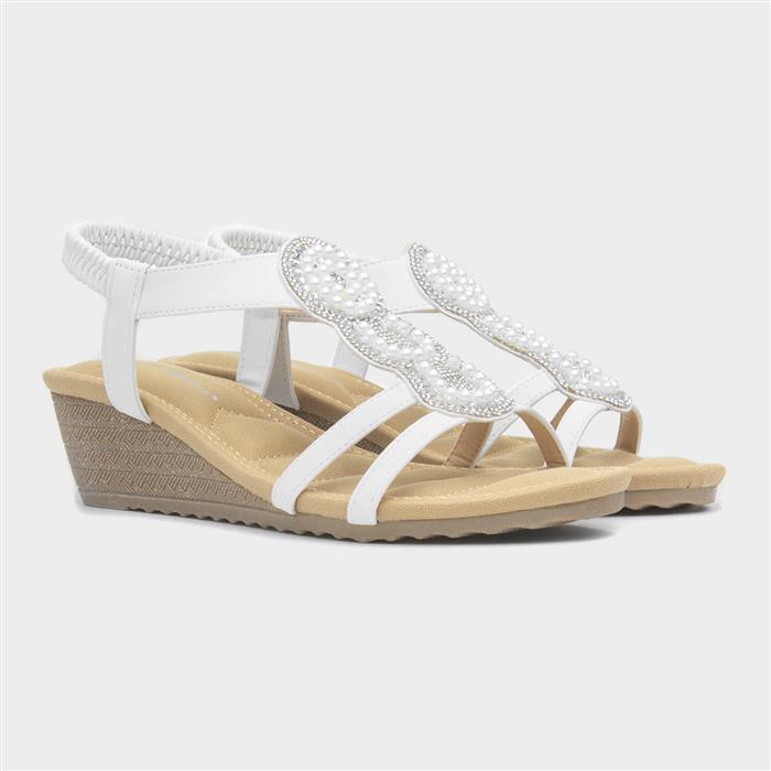 Phuket Womens White Wedge Sandal