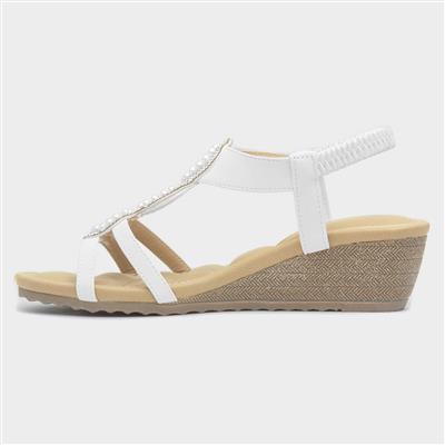 Phuket Womens White Wedge Sandal