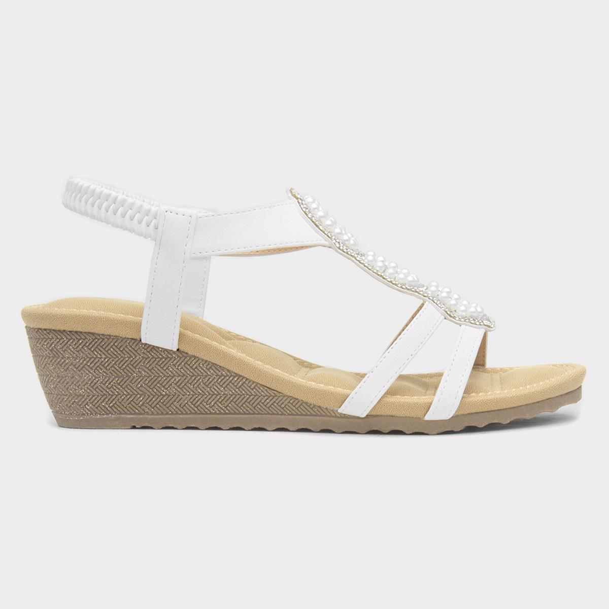 Phuket Womens White Wedge Sandal