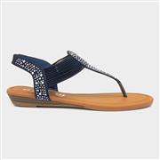 Lilley Womens Navy Studded Toe Post Sandal (Click For Details)