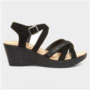 Lilley Womens Black Wedge Strappy Sandal (Click For Details)