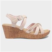 Lilley Womens Nude Diamante Wedge Sandal (Click For Details)