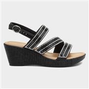 Lilley Womens Black Bejewelled Wedge Sandal (Click For Details)