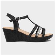 Lilley Scarlet Womens Black Diamante Wedge Sandal (Click For Details)