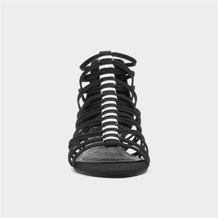 Womens Black Wedge Strappy Gladiator Sandal