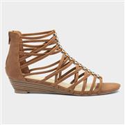 Lilley Sabrina Womens Tan Wedge Strappy Sandal (Click For Details)