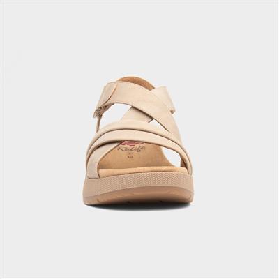 Sukie Womens Beige Wedge Strappy Sandal