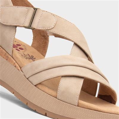 Sukie Womens Beige Wedge Strappy Sandal