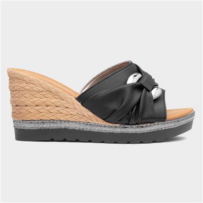 Miami Womens Black Wedged Mule