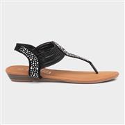 Lilley Womens Black Studded Toe Post Sandal (Click For Details)