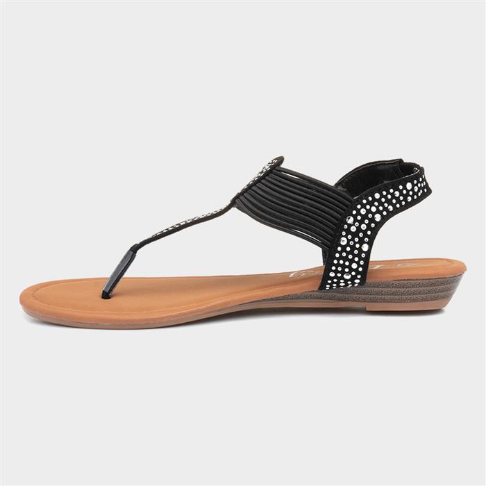 Lilley Womens Black Studded Toe Post Sandal-19204 | Shoe Zone