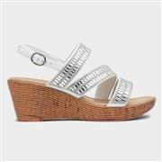 Lilley Womens White Diamante Wedged Sandal (Click For Details)